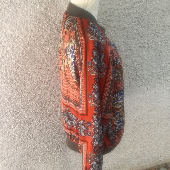 Blue b. Reversible Paisley Satin Bomber Jacket Women's Size M - Picture 5 of 12